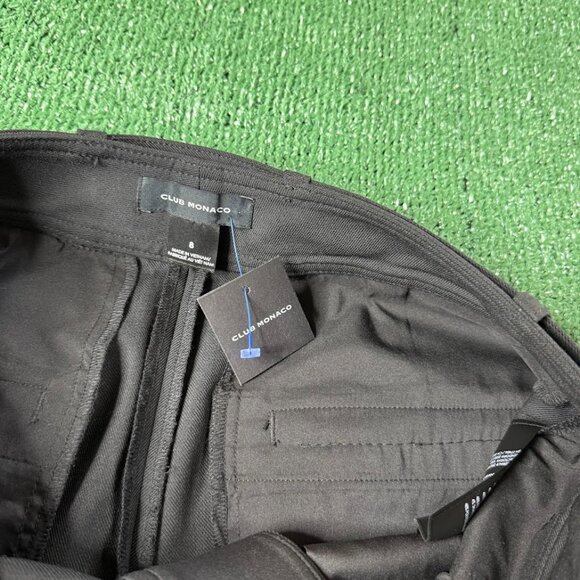 Club Monaco High Rise Enamel Ring Wool Blend Black Crop Trouser Pants Size 8 NEW - Picture 7 of 13